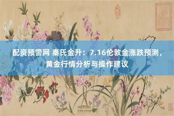 配资预警网 秦氏金升：7.16伦敦金涨跌预测，黄金行情分析与操作建议