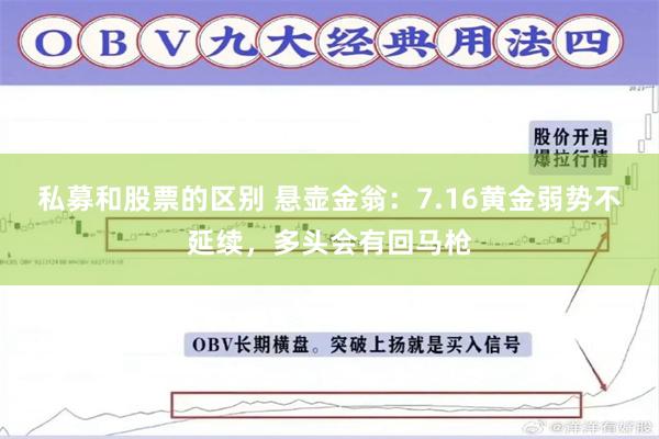 私募和股票的区别 悬壶金翁：7.16黄金弱势不延续，多头会有回马枪