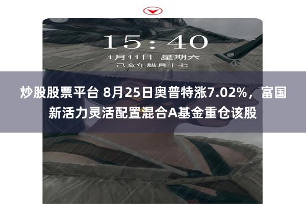 炒股股票平台 8月25日奥普特涨7.02%，富国新活力灵活配置混合A基金重仓该股