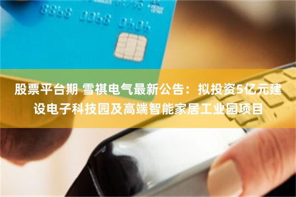 股票平台期 雪祺电气最新公告：拟投资5亿元建设电子科技园及高端智能家居工业园项目