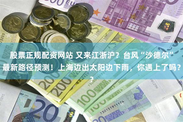 股票正规配资网站 又来江浙沪?台风“沙德尔”最新路径预测!上海边出太阳边下雨,你遇上了吗?