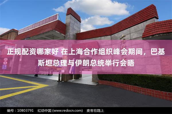 正规配资哪家好 在上海合作组织峰会期间，巴基斯坦总理与伊朗总统举行会晤
