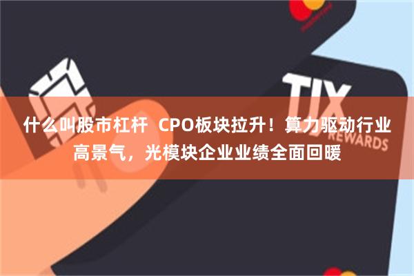 什么叫股市杠杆  CPO板块拉升！算力驱动行业高景气，光模块企业业绩全面回暖
