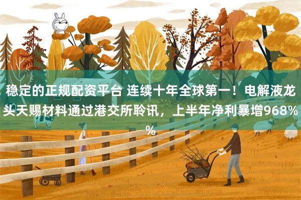 稳定的正规配资平台 连续十年全球第一！电解液龙头天赐材料通过港交所聆讯，上半年净利暴增968%