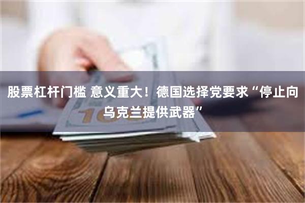 股票杠杆门槛 意义重大!德国选择党要求“停止向乌克兰提供武器”